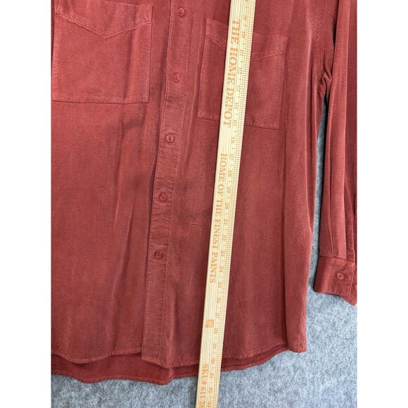 Vtg Tianello Shirt Men’s Small Red Long Sleeve Tencel Baggy Made in USA - Picture 7 of 11